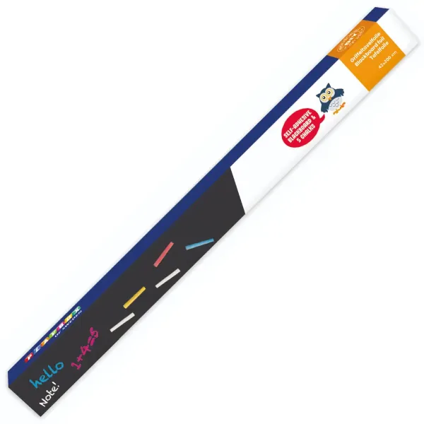 PlayBox: Czarna tablica kredowa w rolce z kolorowymi kredami 200x45cm zdjęcie 1