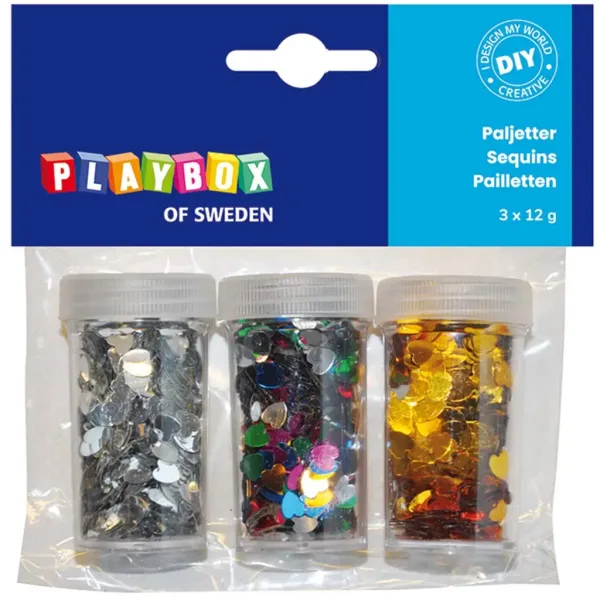 PlayBox: Dekoracyjne serca w różnych kolorach, opakowanie 3x12g zdjęcie 1