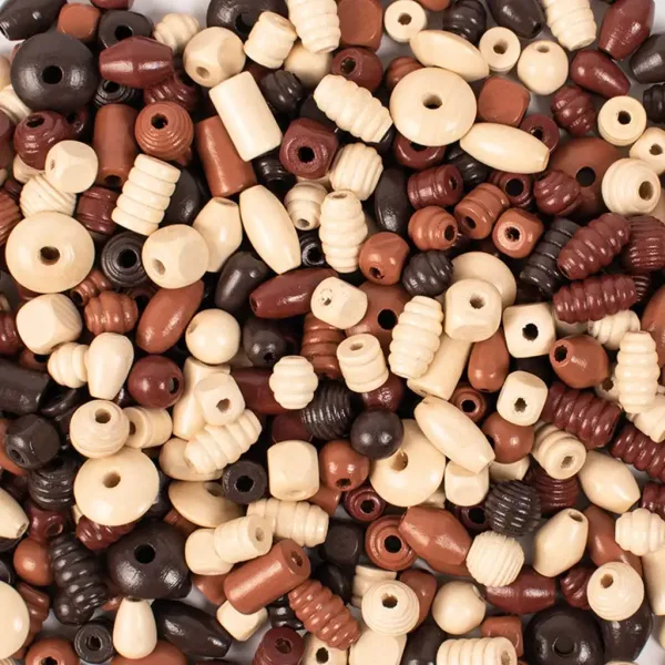 PlayBox: Drewniane koraliki w naturalnych kolorach, opakowanie 250 g zdjęcie 1