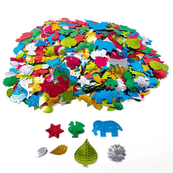 PlayBox: Duże kolorowe cekiny w różnych kolorach, rozmiarach i kształtach, 1,5 cm – 4 cm, opakowanie 100 g. zdjęcie 1