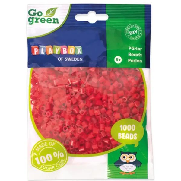 PlayBox: Go Green koraliki MIDI do prasowania 5 mm, 1000 sztuk, kolor czerwony zdjęcie 1