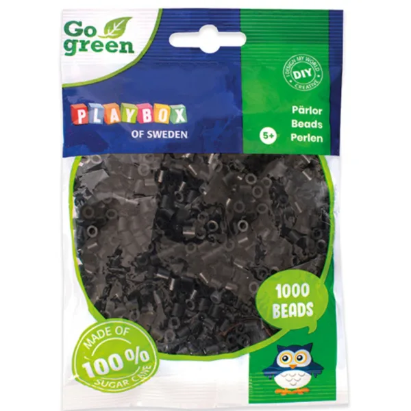 PlayBox: Go Green koraliki do prasowania MIDI 5 mm, 1000 sztuk, kolor czarny zdjęcie 1