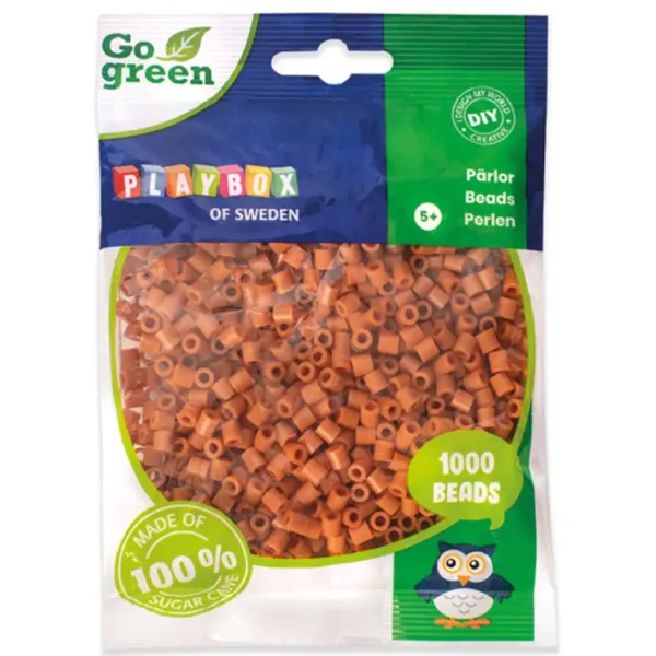 PlayBox: Go Green prasowane koraliki MIDI 5 mm, 1000 sztuk, w kolorze jasnobrązowym zdjęcie 1