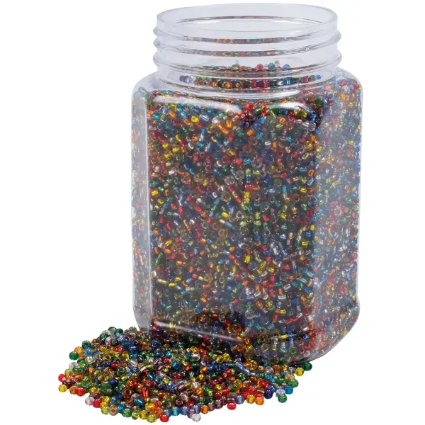 PlayBox: Kolorowe, przezroczyste, plastikowe koraliki do nawlekania 2-3 mm, 500 g zdjęcie 1