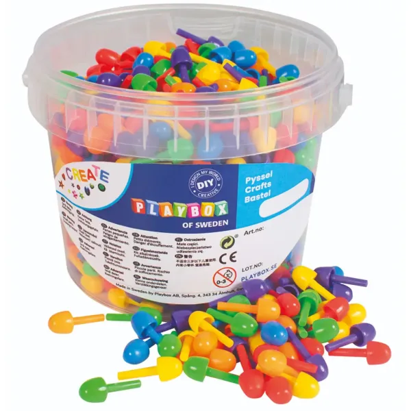 PlayBox: Kolorowy mały zestaw mozaikowych koralików 700 szt. w wiaderku 1 cm zdjęcie 1