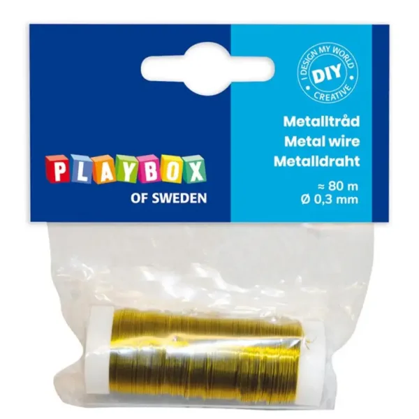 PlayBox: Metalowy drut wiązałkowy w kolorze złotym 0,3mm 80m zdjęcie 1