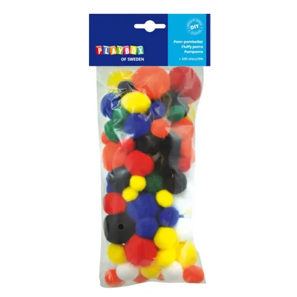 PlayBox: Pompony w podstawowych kolorach 100 sztuk 15-35mm zdjęcie 1