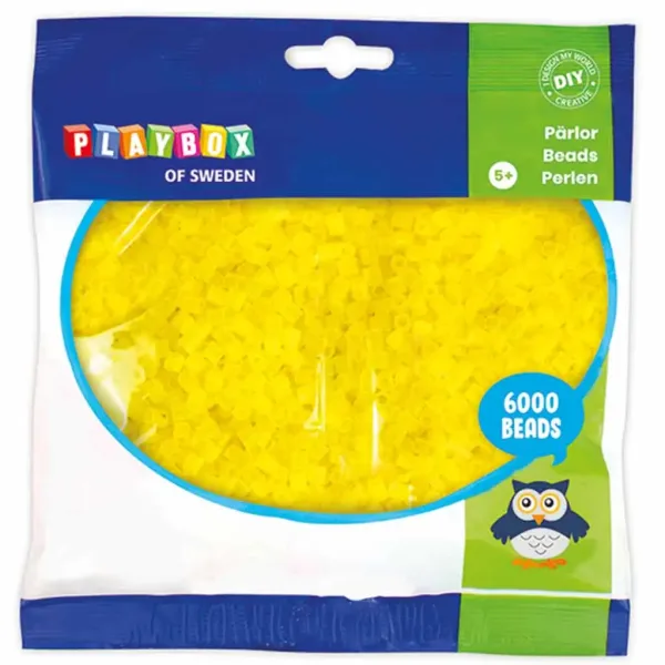 PlayBox: Przezroczyste żelazne koraliki MIDI 5mm w kolorze cytrynowym, opakowanie 6000 sztuk zdjęcie 1