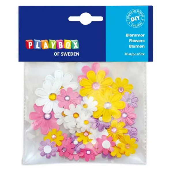 PlayBox: Samoprzylepne kolorowe kwiaty 36 sztuk 20-35mm zdjęcie 1