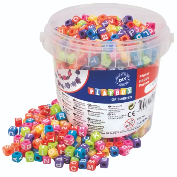 PlayBox: Zestaw kolorowych koralików z literkami 1250 sztuk 7x7x7mm zdjęcie 1