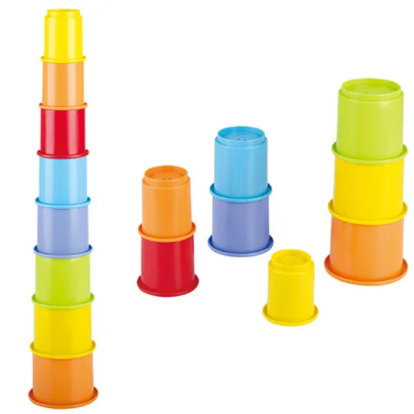 Playgo: Tęczowy zestaw kubków do budowania z recyklingowanego plastiku, 8-częściowy zestaw zdjęcie 2
