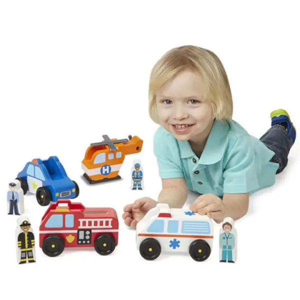 Pojazdy i figurki ratunkowe z drewna – Melissa & Doug zdjęcie 3