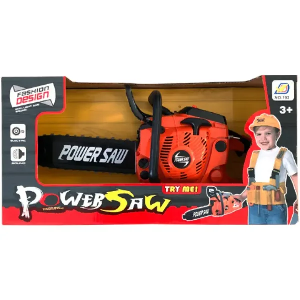 Power Saw elektryczna piła łańcuchowa ze światłem i dźwiękiem w kolorze pomarańczowym zdjęcie 1