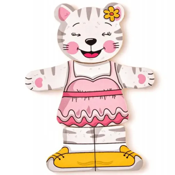 Przebieranka drewniana puzzle kotek 18 elementów - Woodyland zdjęcie 4