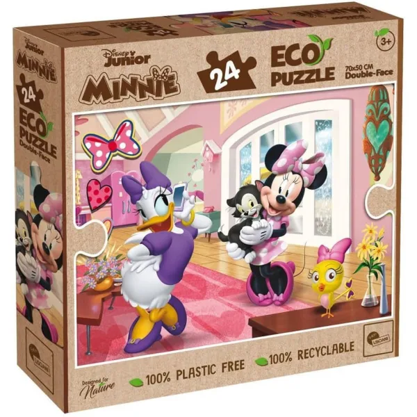 Przygody Myszki Minnie i Kaczki Daisy 2 w 1, układanka Eco maxi 24 elementy i kolorowanka 70x50 cm - Lisciani zdjęcie 1