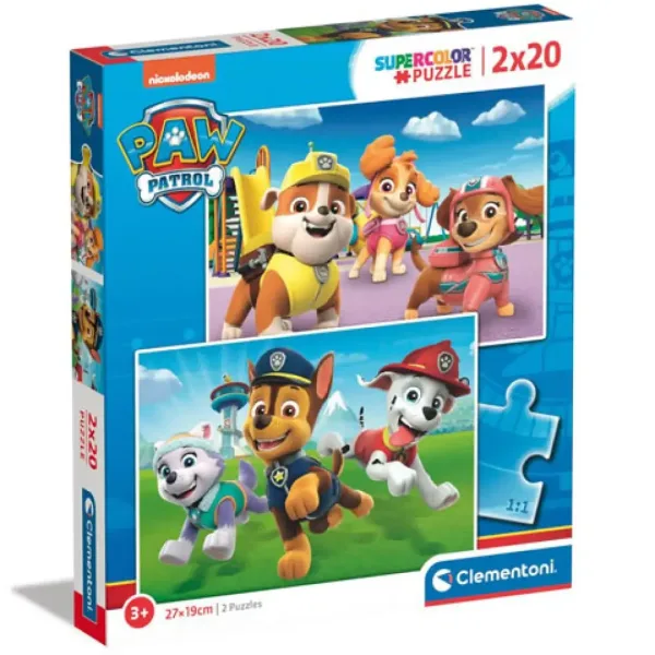 Psi Patrol Supercolor 2 w 1 2x20-elementowe puzzle - Clementoni zdjęcie 1