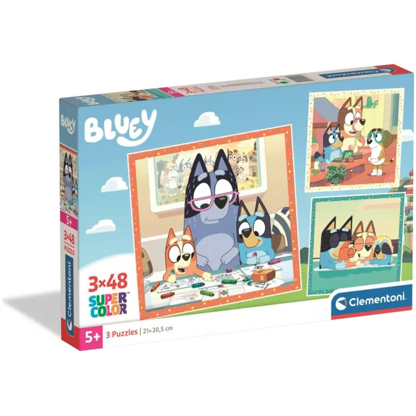 Puzzle Bluey Super Color 3×48 elementów - Clementoni zdjęcie 1
