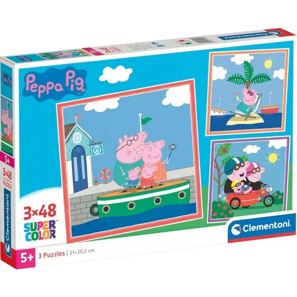 Puzzle Supercolor Peppa Pig 3x48 sztuk - Clementoni zdjęcie 1