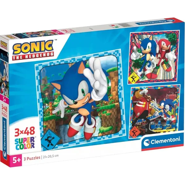 Puzzle Supercolor Sonic 3x48 sztuk – Clementoni zdjęcie 1