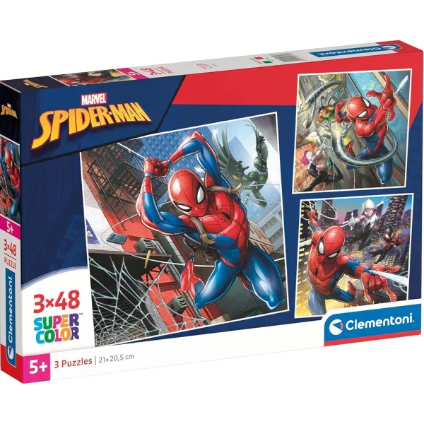 Puzzle Supercolor Spider-Man 3x48 elementów - Clementoni zdjęcie 1