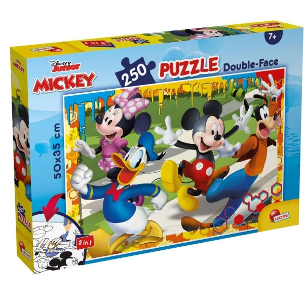 Puzzle i kolorowanka Mickey Mouse 2 w 1, 250 elementów, 50x35 cm – Lisciani zdjęcie 1