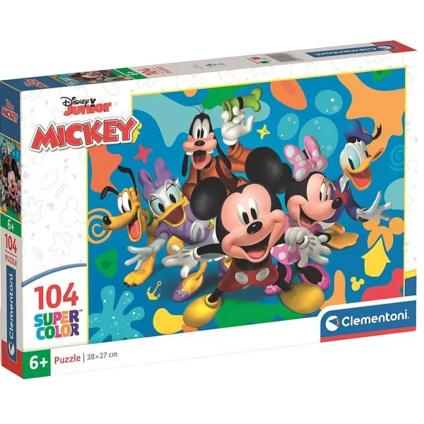 Puzzle supercolor z 104 elementów: Myszka Miki i przyjaciele – Clementoni zdjęcie 1
