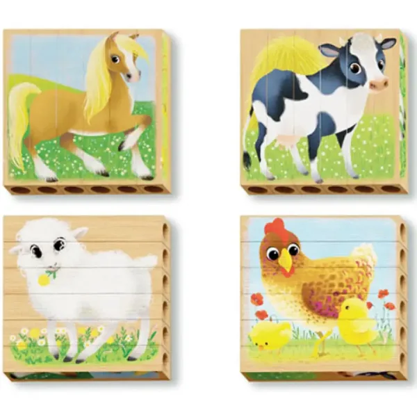 Quercetti: PlayBio Zwierzęta podwórkowe 4 w 1 drewniane puzzle zdjęcie 2