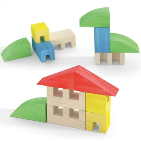 Quercetti: ToyTown Basic 15-elementowy drewniany zestaw konstrukcyjny zdjęcie 2