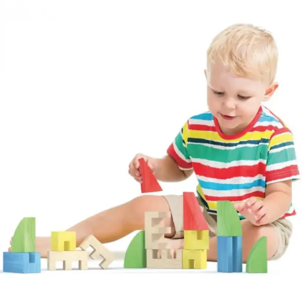 Quercetti: ToyTown Basic 15-elementowy drewniany zestaw konstrukcyjny zdjęcie 3