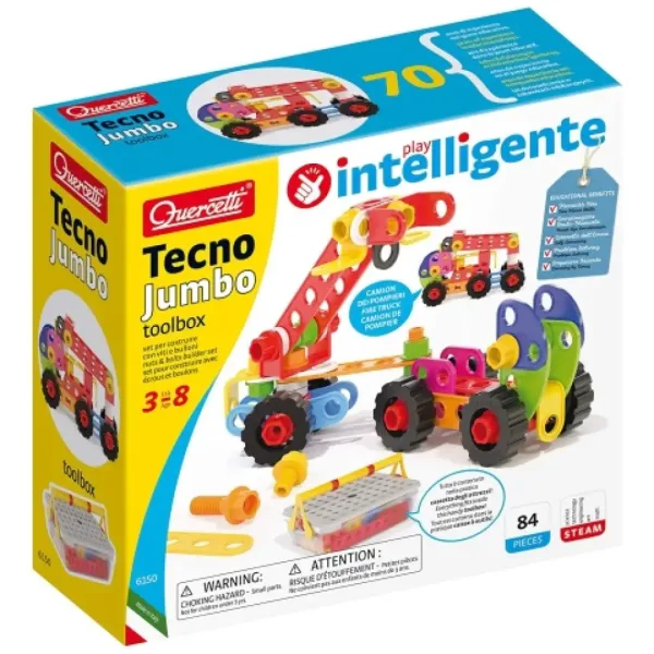 Quercetti: Zestaw konstrukcyjny Tecno Jumbo maszyny robocze 84 elementów zdjęcie 5