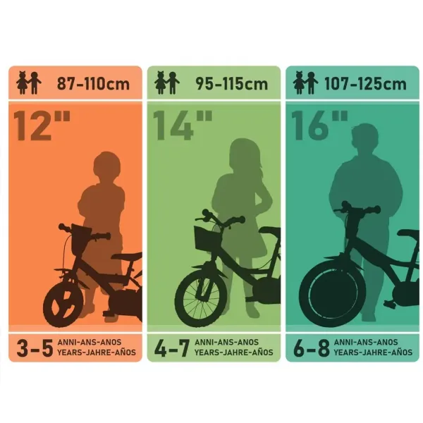 R88 14” rower dziecięcy z uchwytem na bidon i bocznymi kółkami w kolorze pomarańczowo-czarnym – rower Dino Bikes zdjęcie 4