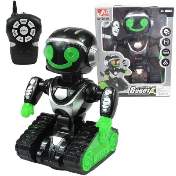 RC Interaktywny robot zdalnie sterowany MacroBot w czarno-zielonym kolorze z światłem i dźwiękiem, 20 cm zdjęcie 1
