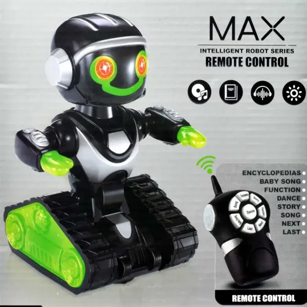 RC Interaktywny robot zdalnie sterowany MacroBot w czarno-zielonym kolorze z światłem i dźwiękiem, 20 cm zdjęcie 4
