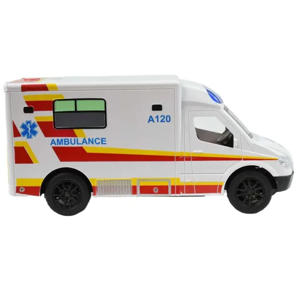 RC Zdalnie sterowana biała karetka pogotowia z efektami świetlnymi 2,4GHz skala 1/12 30cm zdjęcie 4