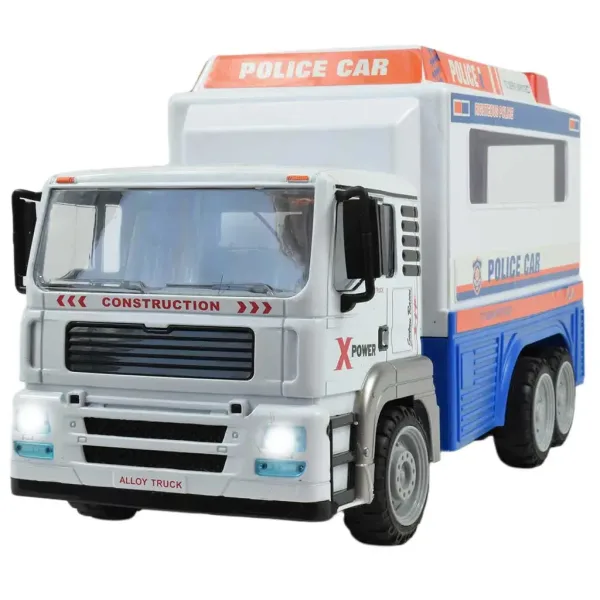 RC Zdalnie sterowana metalowa kabina policyjnej ciężarówki z efektami świetlnymi 27MHz skala 1/12 32cm zdjęcie 3