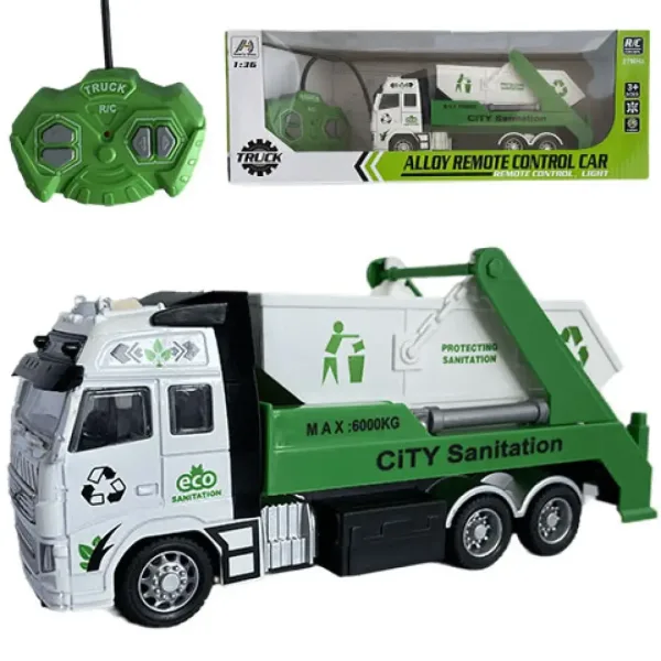 RC Zdalnie sterowana śmieciarka lub ciężarówka kontenerowa z światłami 27MHz 1/36 20cm w dwóch różnych wariantach zdjęcie 2