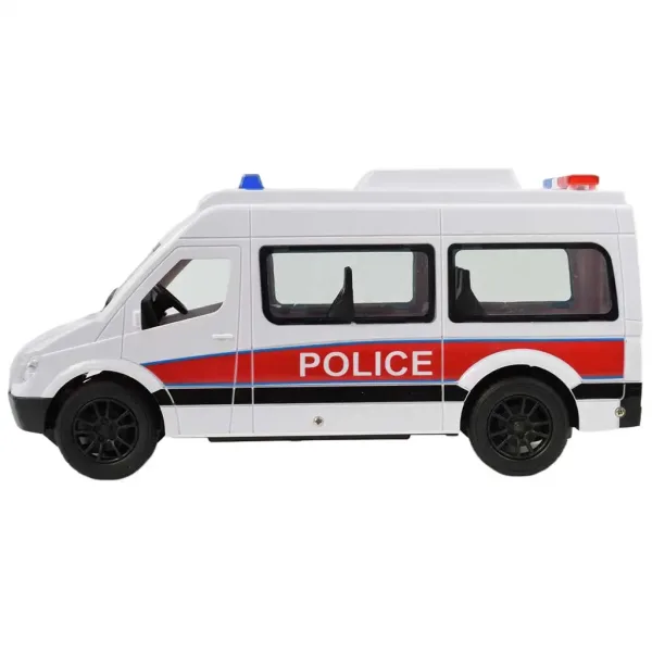 RC Zdalnie sterowany biały policyjny bus z efektami świetlnymi 2,4GHz w skali 1:12 o długości 30cm zdjęcie 3