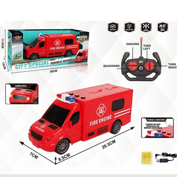 RC Zdalnie sterowany wóz strażacki z efektami świetlnymi i dźwiękowymi, skala 1:18, 20 cm zdjęcie 5