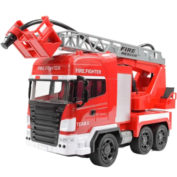 RC Zdalnie sterowany wóz strażacki z podnośnikiem i armatką wodną w skali 1/24 27 MHz 30 cm zdjęcie 2