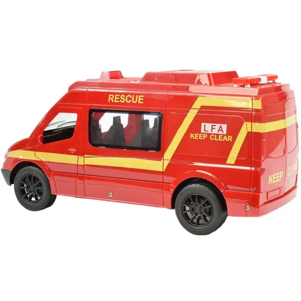 RC czerwony wóz strażacki z efektami świetlnymi, zdalnie sterowany, 2,4GHz, skala 1:12, 30 cm zdjęcie 3