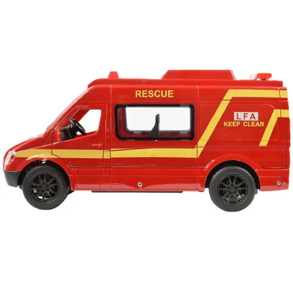 RC czerwony wóz strażacki z efektami świetlnymi, zdalnie sterowany, 2,4GHz, skala 1:12, 30 cm zdjęcie 4