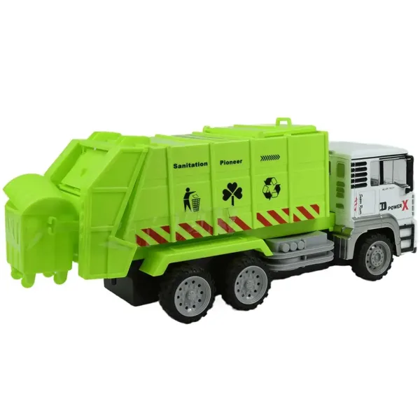 RC metalowa śmieciarka do przewozu kontenerów z kabiną, efekty świetlne, 27MHz, skala 1:12, długość 36 cm zdjęcie 2