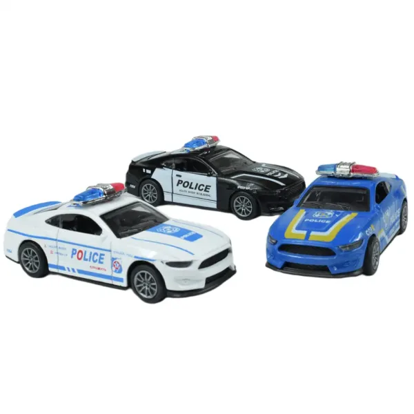 Samochody policyjne: Metalowy samochód policyjny z napędem sprężynowym, dostępny w różnych wariantach, 11 cm, 1 sztuka. zdjęcie 11