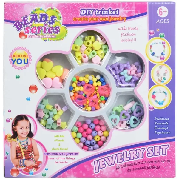 Seria koralików: Zestaw do tworzenia biżuterii z ponad 100 kolorowymi koralikami w różnych kształtach i kolorach zdjęcie 1