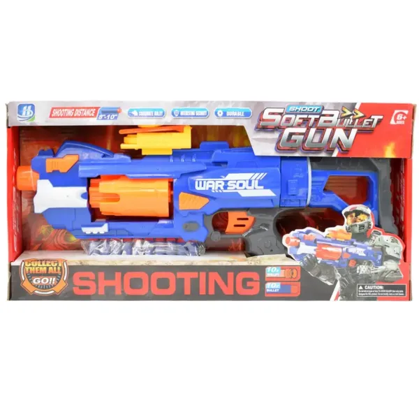Soft Bullet Gun: Ręczny pistolet na piankowe naboje z obrotowym magazynkiem 44 cm zdjęcie 7