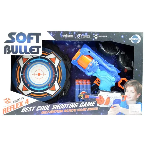 Soft Bullet: Reflex 4 manualny rewolwerowy pistolet strzelający piankowymi pociskami z tarczą 22 cm zdjęcie 9