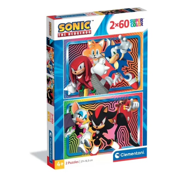 Sonic jeż 2x60 elementów supercolor puzzle - Clementoni zdjęcie 1