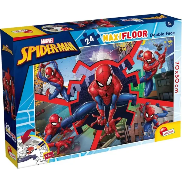 Spider-Man 2 w 1 maxi puzzle 24 elementów i kolorowanka 70x50 cm - Lisciani zdjęcie 1