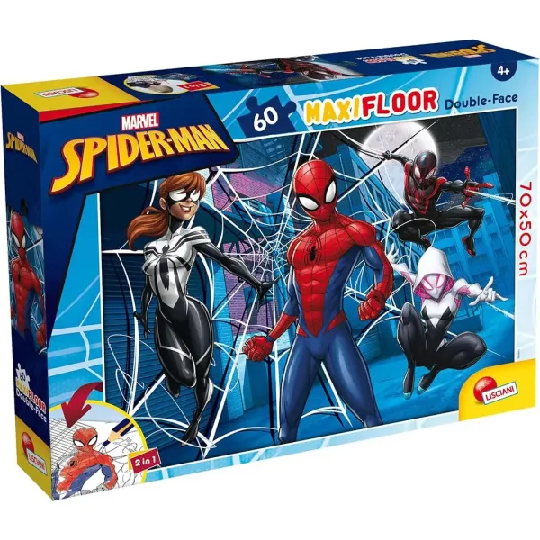 Spider-Man 2 w 1 maxi puzzle 60 elementów i kolorowanka 70x50 cm - Lisciani zdjęcie 1