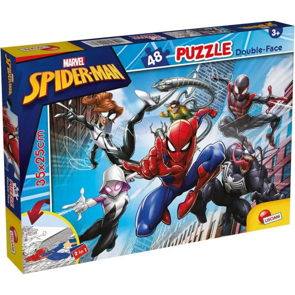 Spider-Man 2 w 1 puzzle 48 elementów i kolorowanka 35x25 cm – Lisciani zdjęcie 1